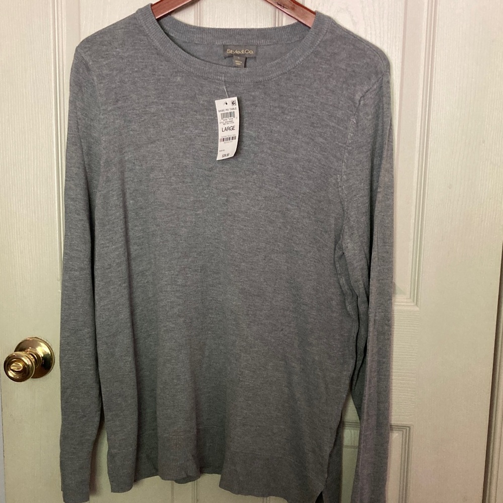 NWT Style & Company Rayon/Nylon Blend Gray Sweater